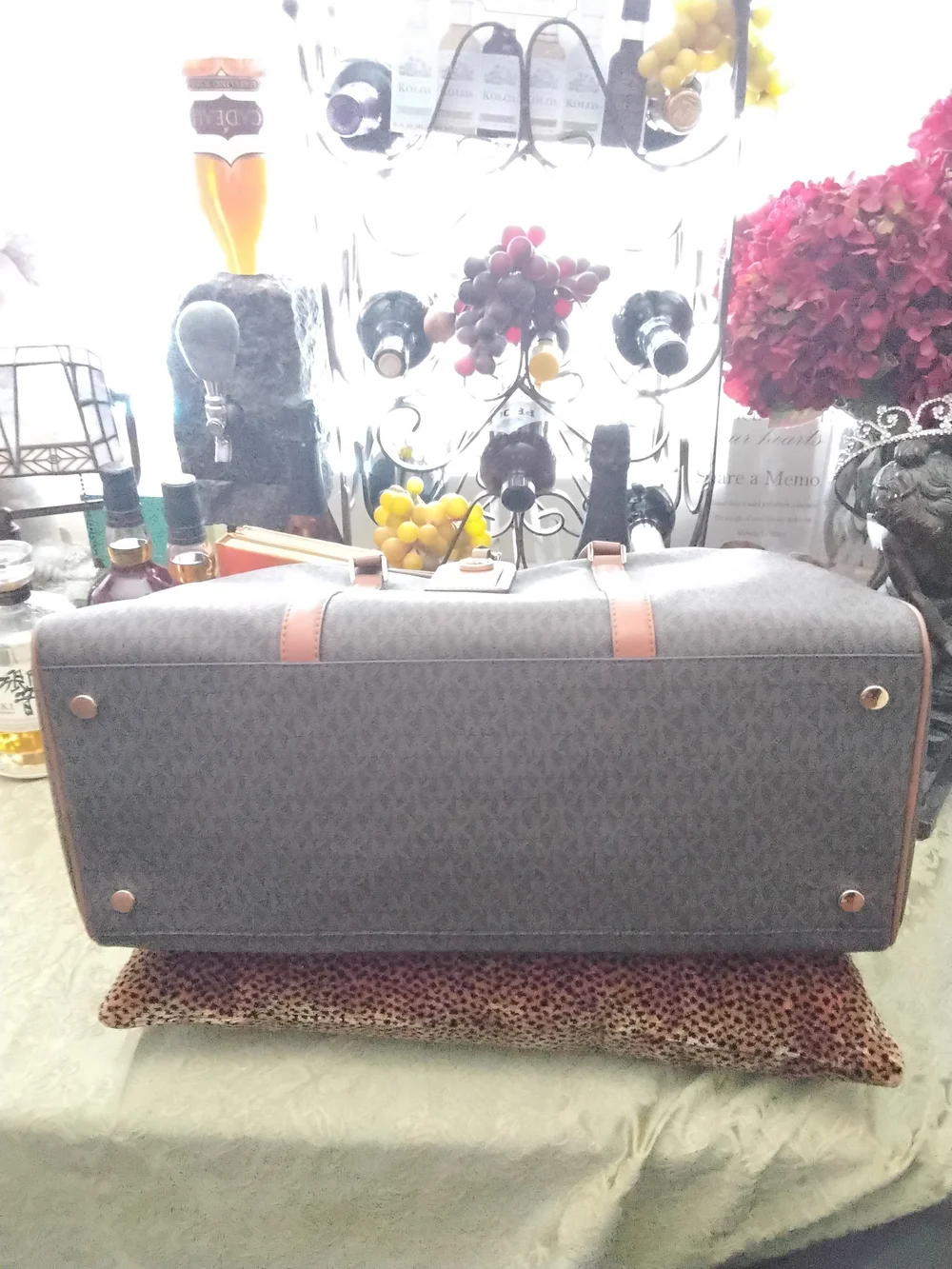 Michael Kors Mens Brown Logo Travel Duffel Bag